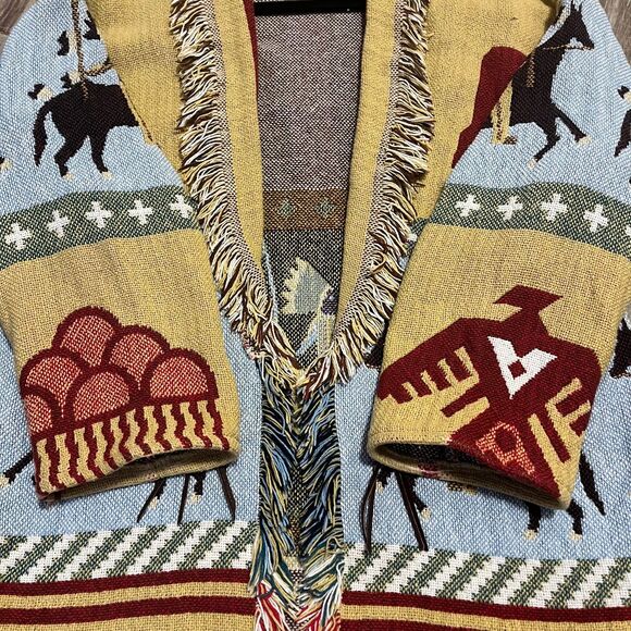 Lew Magram COLLECTION New York Native Indian Sweater Tapestry Chunky Knit EUC - Picture 4 of 12